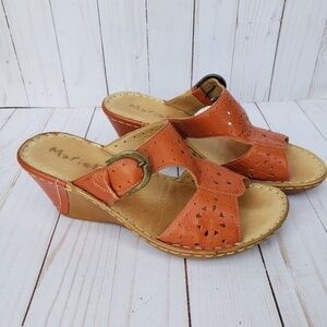 Mariella Slide On Wedge Sandals Orange size 7